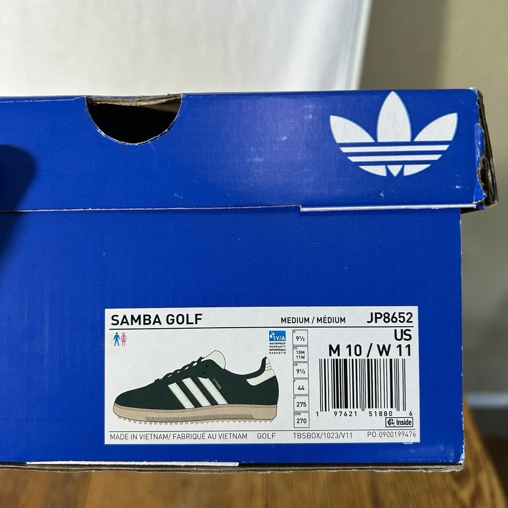 Adidas Mens Size 10 Samba Collegiate Green/White/Gum Spikeless Golf Shoes